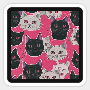 Black And White Cats Pattern Sticker